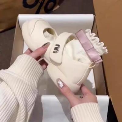 2025 новые французские туфли Мэри Джейн женские летние с мелким вырезом на мягкой подошве в стиле «маленький ароматный ветер», студенческие сандалии с липучкой и закрытым носком для женщин