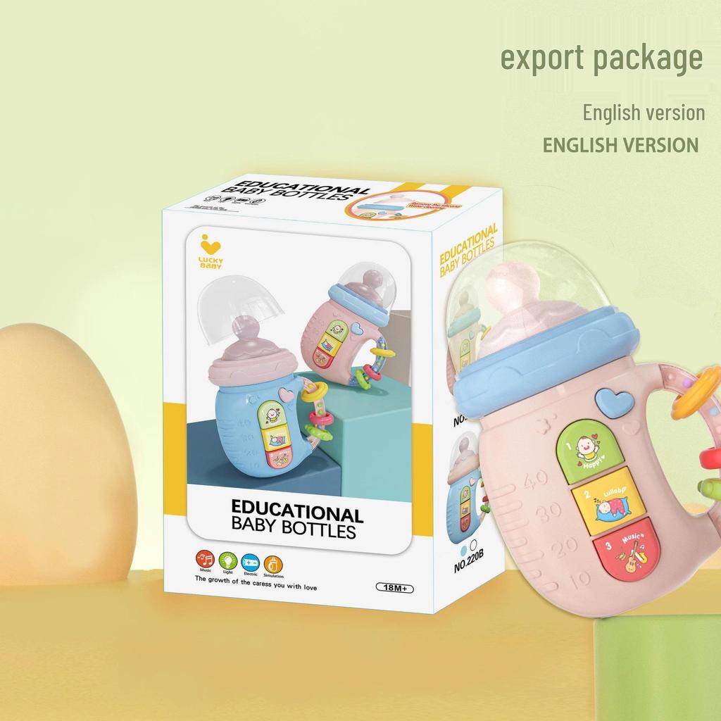 Bilingual Baby Teether Toy with Soothing Sounds & Storytelling Functions