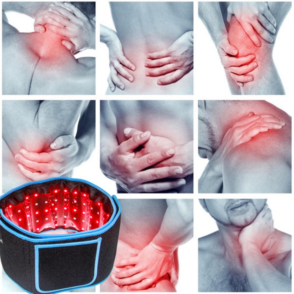 Красный и инфракрасный светодиодный терапевтический пояс 850 нм 660 нм, пояс для облегчения боли в спине, машина для похудения, массажер для талии с подогревом