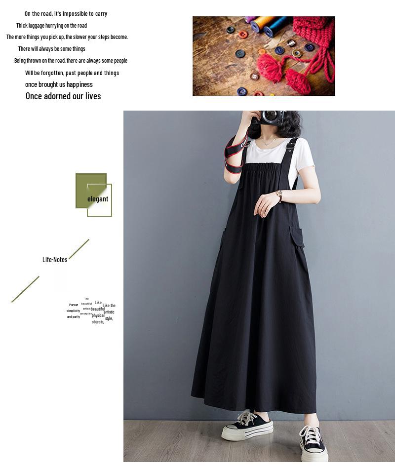 Элегантный летний корейский сарафан большого размера на тонких бретелях