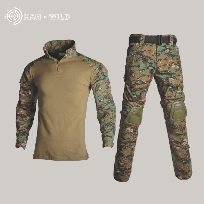 Tactical Gear Camouflage Tactical Military Uniform Clothing Sets Paintball US Army Combat Shirt + Cargo Pants with Elbow & Knee Pads