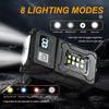 Mini USB Rechargeable LED Flashlight 2000LM Super Bright Magnetic Tail COB Side Light 5Modes Portable for Camping Emergency Work