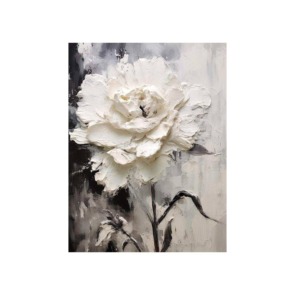 Abstract White Flower Oil Painting Printed On Canvas White Floral Posters and Prints for Porch Living Room Wall Decoration