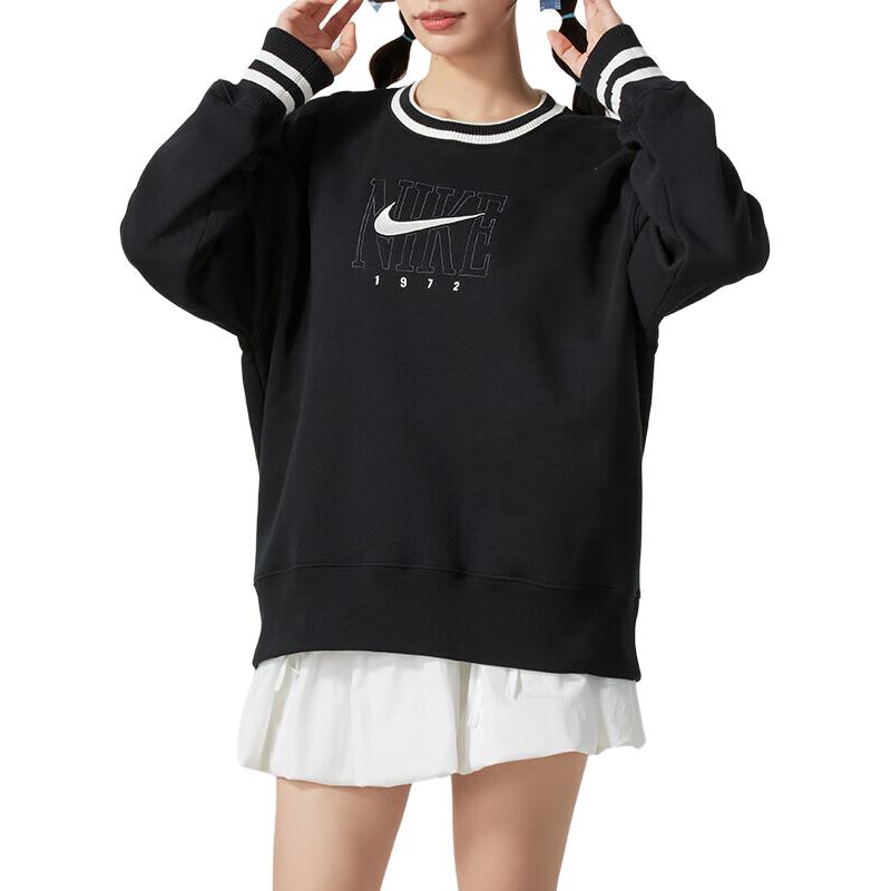 Nike 1972 College Style Fashion Striped Pullover Long Sleeve Sweatshirt Women Sweatshirt Black HJ0950010