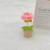 DIY Hand Woven Mini Potted Flowers Rose Crochet Hooks Homemade Tulips Office Ornaments Yarn Products