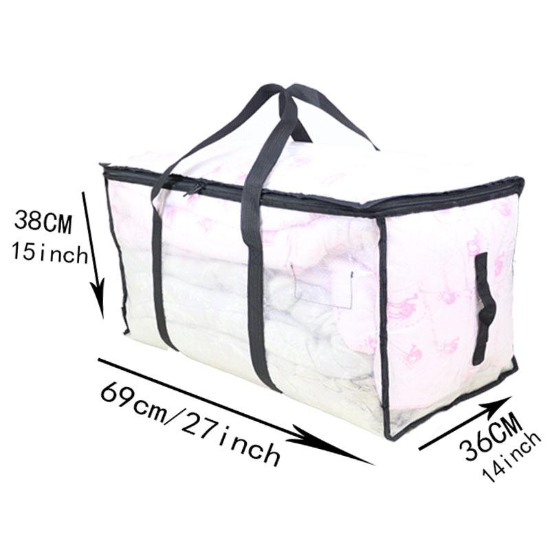 1 Piece PE Hand-held Transparent Woven Bag Quilt Clothing Storage Bag Household Waterproof Dust-proof Clothes Organizer Bag