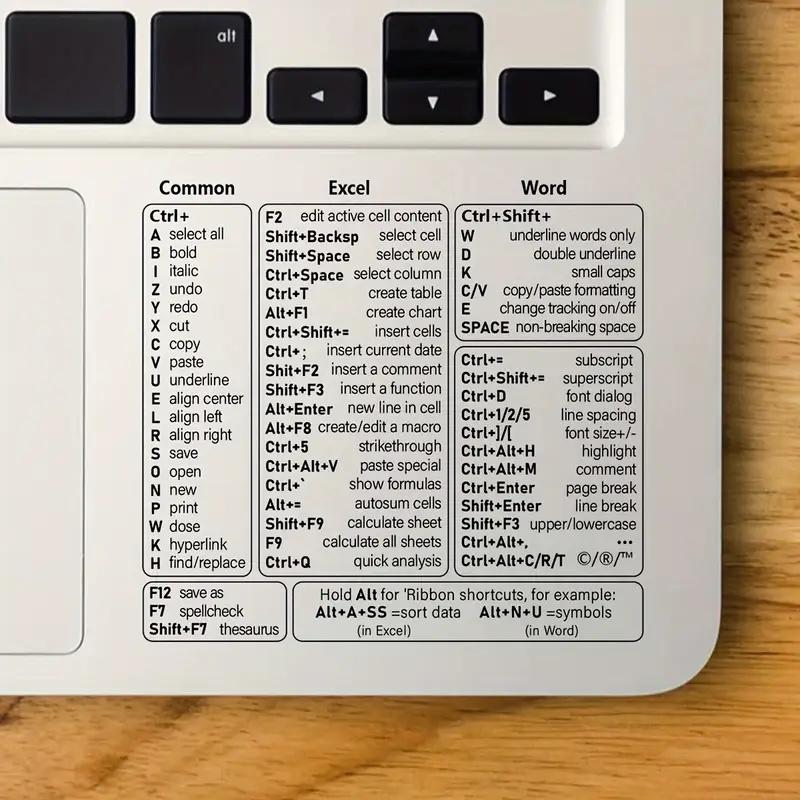 Прозрачная накладка с горячими клавишами для Excel и Word - ПВХ Руководство по быстрому доступу для ПК/ноутбука Windows, Бежевый