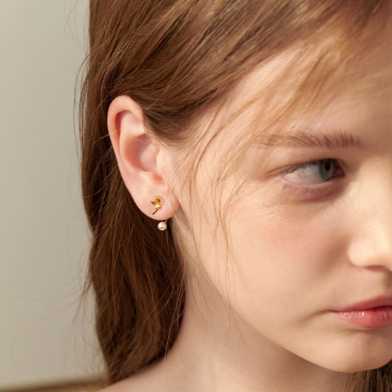 TATIANA (925 Silver) Ballerina Ribbon Pearl Ear Jacket Earrings EC3093