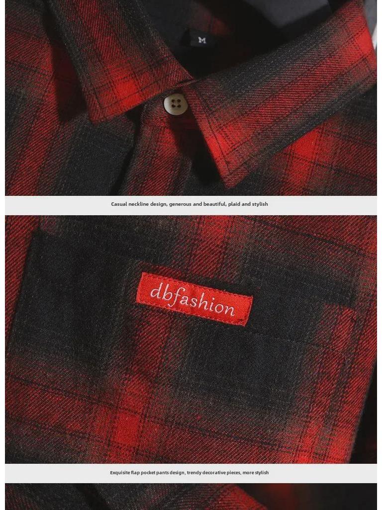 Мужская клетчатая рубашка с длинным рукавом в гонконгском стиле - корейская модная и красивая молодежная рубашка на осень/зиму