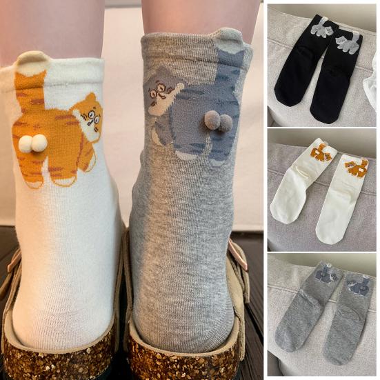 Cat Socks with Balls Funny Cat Ball Socks Stretchy Crew Socks Cute Casual Socks Christmas Birthday Gift for Cat Lovers