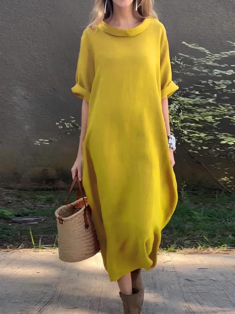 Женское повседневное платье-свинг большого размера в европейском и американском стиле с рукавом средней длины