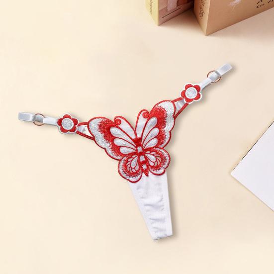 Очаровательные регулируемые порнографические разноцветные женские трусы с вышивкой бабочкой, интимная одежда, женские стринги