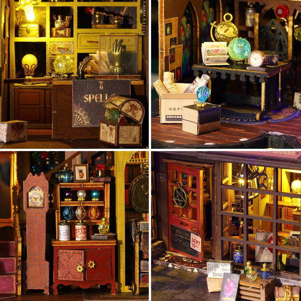 Spilay DIY Castle Building Scene Model Деревянный кукольный домик Миниатюрный кукольный домик Набор для самостоятельной сборки для начинающих Светодиодная музыкальная шкатулка Dust Рождественский подарок Сокровище