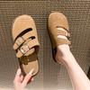 Мода Модные летние женские замшевые мокасины женские мужские сандалии на плоской подошве из пробки парные пляжные сандалии классические мужские мюли сабо