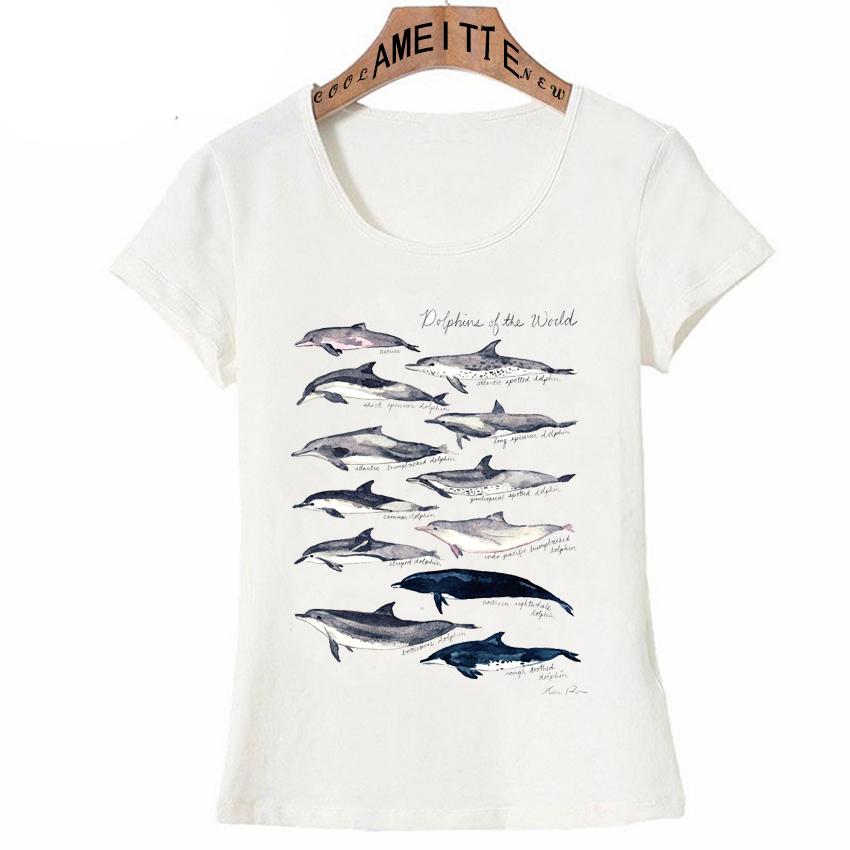 Ameitte Summer Fashion Women Short Sleeve Save The Blue Whale Narwhal Tattoo Print T Shirt