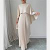 2024 European & American Fashion Loose Bat Sleeve Pleated Irregular Elegant Long Dress