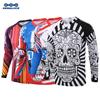 KEMALOCE Long Sleeve Men Mtb Jersey Quick Dry Sport Motocross Jersey White Skull BMX Bicycle