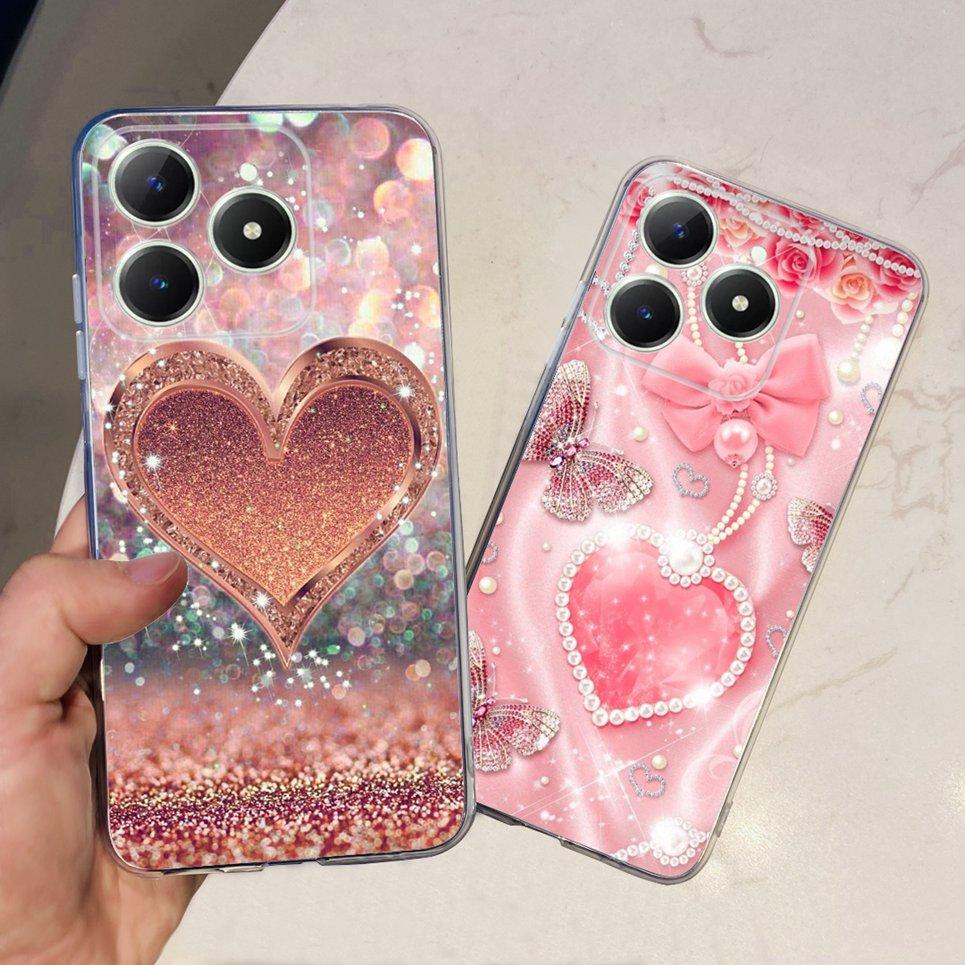 Чехол-сердце для пары для Realme Narzo N61 N63 Realme C63 C61 Прозрачный Мягкий Силиконовый Тонкий Чехол для Телефона Модный Capas