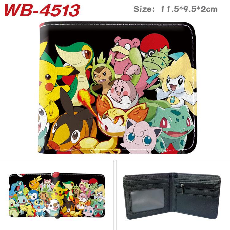 Pokemon Full Color Short Card Holder Folded Coin Purse Cute Pikachu Wallet 1pcs