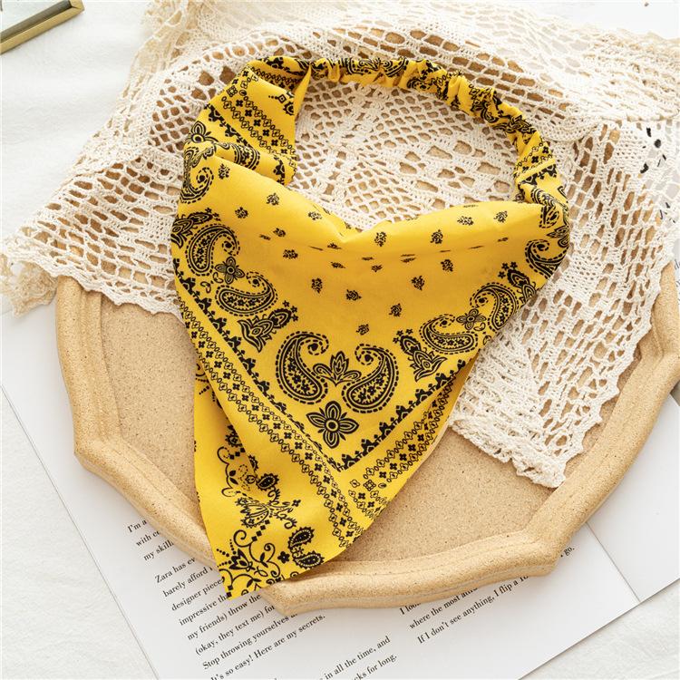 Summer Women Solid Color Head Scarf Vintage Triangle Bandanas Chiffon Elastic Hairbands Children Girl Headbands Hair Accessories