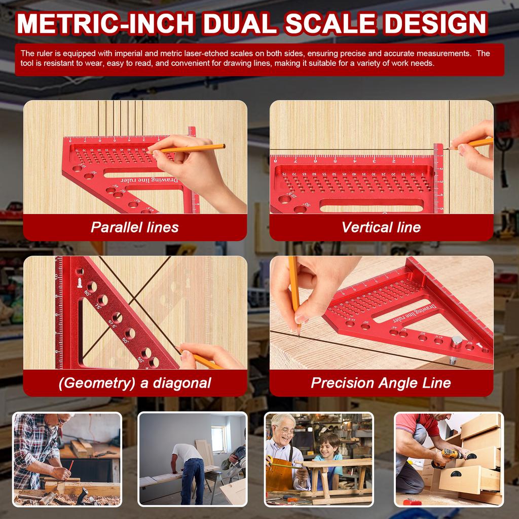 Измерительная линейка из алюминиевого сплава с несколькими углами для деревообработки, сделай сам, угловая линейка, утилита для разметки