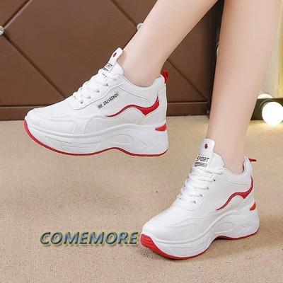 Женские кроссовки, черные повседневные туфли, женские туфли на платформе, каблуки, танкетки, увеличивающие рост, 2024, осенние женские туфли с круглым носком из вулканизированной стали