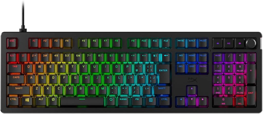 Игровая клавиатура HyperX Alloy Rise, японская, полноразмерная, линейные переключатели, прокладка, раскладка, механическая, размер, переключатели, контроллер, крепление, горячая замена, настраиваемая,