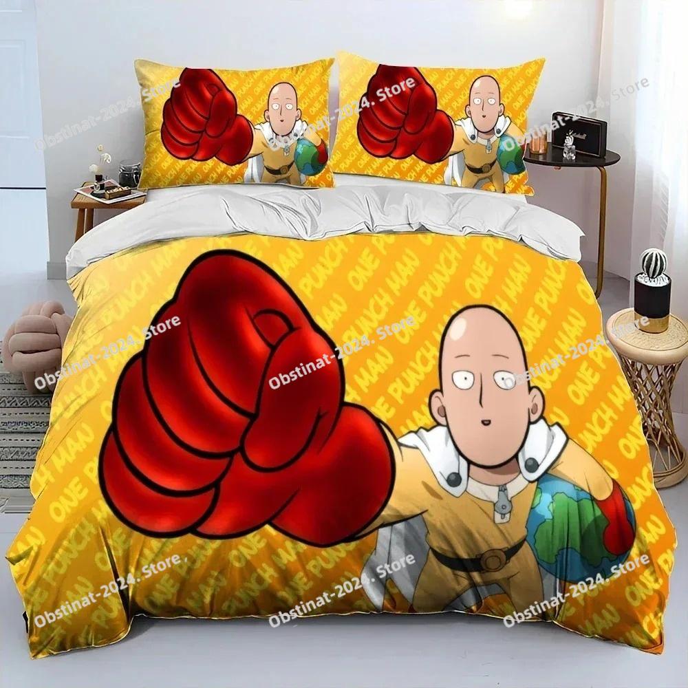 Аниме Пододеяльник Наволочка ONE PUNCH MAN Комплект постельного белья Взрослый Мальчик Девочка Декор спальни Односпальный Двуспальный Большой Размер Подарок