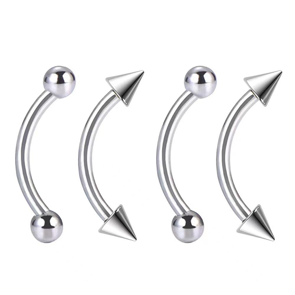 F136 Titanium Double-Headed Curved Barbell with Round Ball Studs - Versatile Piercing Jewelry for Tongue, Nipple, Eyebrow, Ear Cartilage.