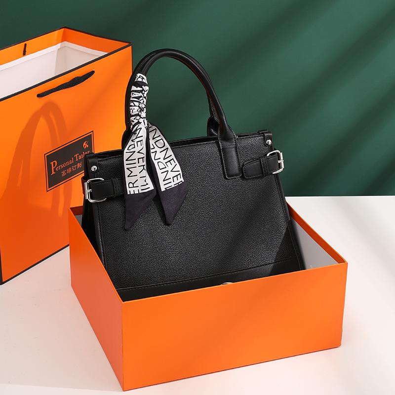 Модная сумка большой емкости осень-зима простая сумка для поездок на работу с шелковым шарфом через плечо