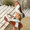 Large Size New Cross with Flat Sandals Women's Retro Style Broadband Strip Open-toed Beach Cool Slippers Sandals