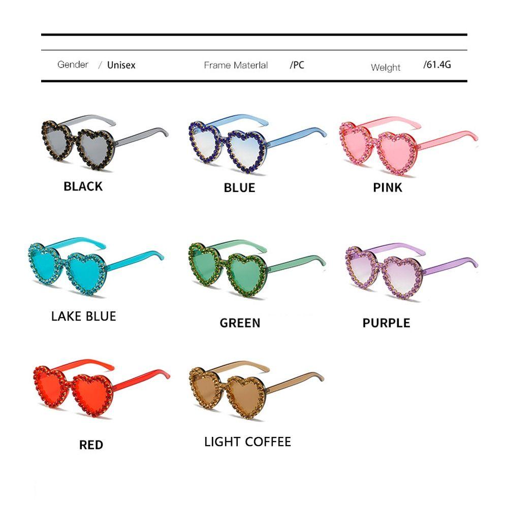 Heart-shaped Frame Rhinestone Decoration Sunglasses Outdoor Photos Decoration Travel Sunglasses Sun-Protective Bride Eyewear