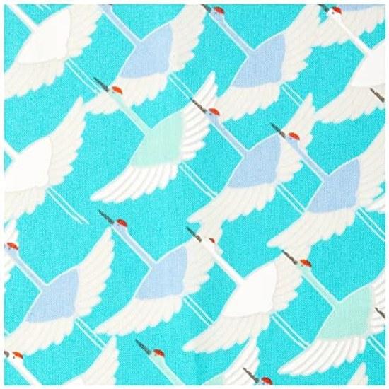 Musubi Furoshiki 50 Hime Adeline Klam Crane Turquoise 50cm Organic Cotton