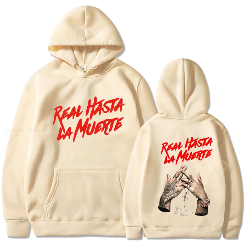 Толстовки с принтом Anuel AA, толстовка, пальто, повседневный спортивный костюм Real Hasta La Muerte, костюм унисекс, женская одежда, пуловер с капюшоном в стиле аниме