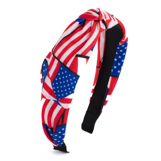 Повязка на голову с американским флагом для женщин и девочек, красная, белая, синяя, эластичная, с противоскользящим узлом, с дизайном, головной убор патриотический 4-й