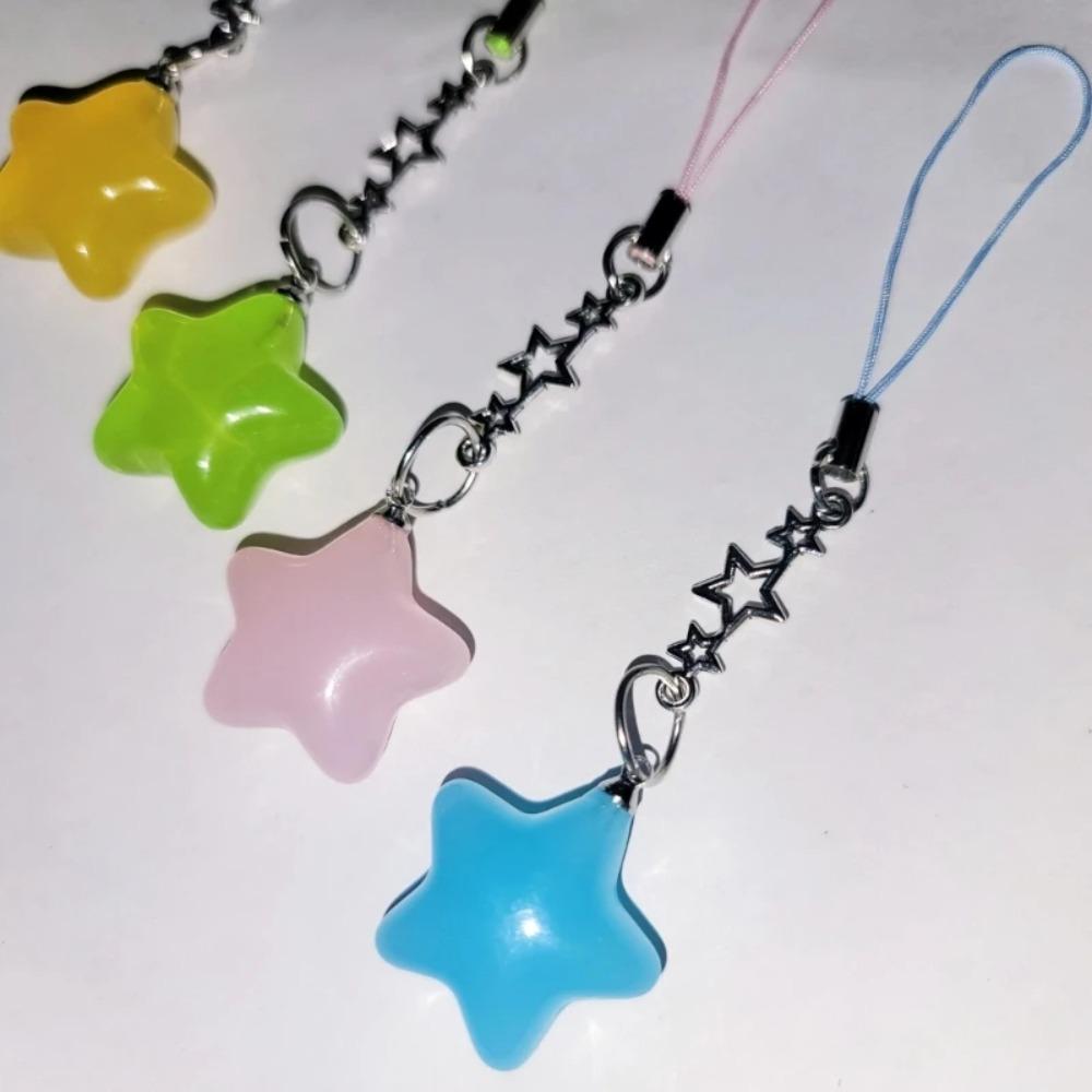 Pentagram Phone Chain Crystal Beads Tassel Keychain Pendent Charm Bag Pendant DIY Jewelry Making