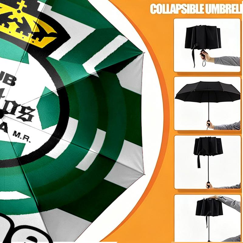 Custom Name Personalized Club Santos Laguna Print Umbrella, Auto Open Close, 8‑Rib Sturdy Frame, Commute Camping Hiking Use, Birthday Gift