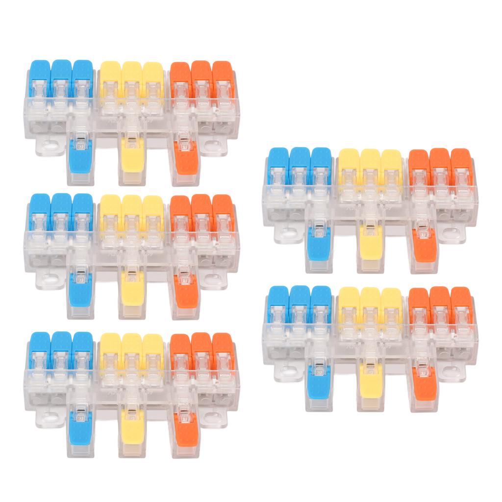 Комплект рычажных клеммных колодок 5 шт. от 3 до 9 Быстрое соединение проводов Кабельный соединитель Вставная клеммная колодка для проводников 41А 450В