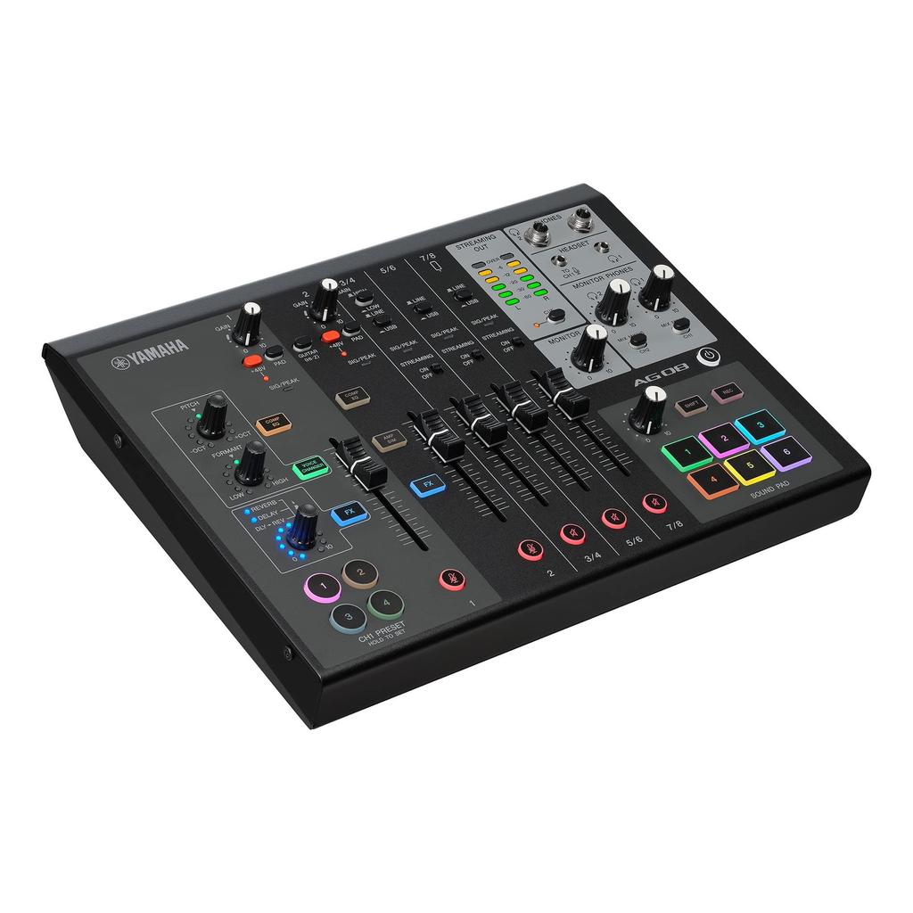 YAMAHA Live Streaming Mixer Live Distribution 8 Channel Voice Changer Black AG08 B Built-in