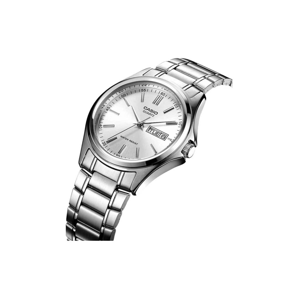 Casio Стандартная серия Серия платьев Отображение даты Водонепроницаемые Деловые повседневные Кварцевый механизм Ремешок из нержавеющей стали Мужские часы Серебристые MTP-1239D-7A
