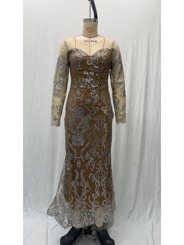 Европейское и американское весеннее вечернее платье 2025 года: Сексуальная облегающая юбка с длинными рукавами и горячей штамповкой для банкетов