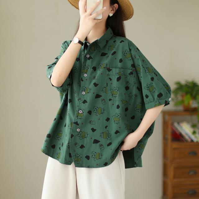 Женские рубашки с короткими рукавами и принтом из мультфильмов больших размеров, летние свободные топы в корейском стиле