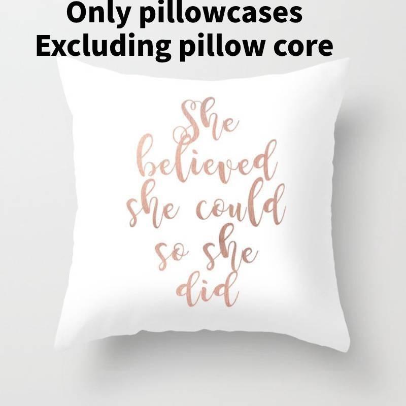 Современная минималистичная хлопковая мультяшная наволочка с буквенным принтом, мягкая плюшевая наволочка из ткани «персиковая кожа»