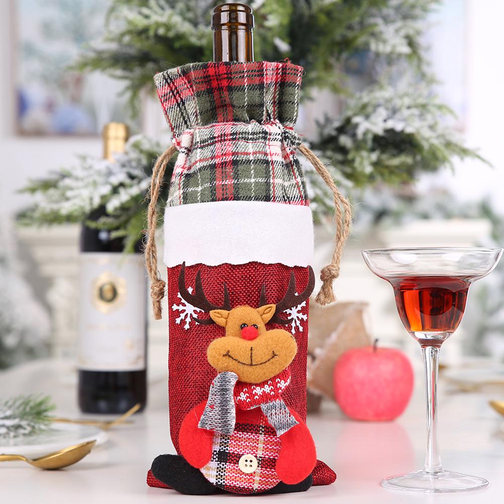 Снеговик с принтом лося Рождество Санта Клаус чехол для бутылки вина сумка стол
