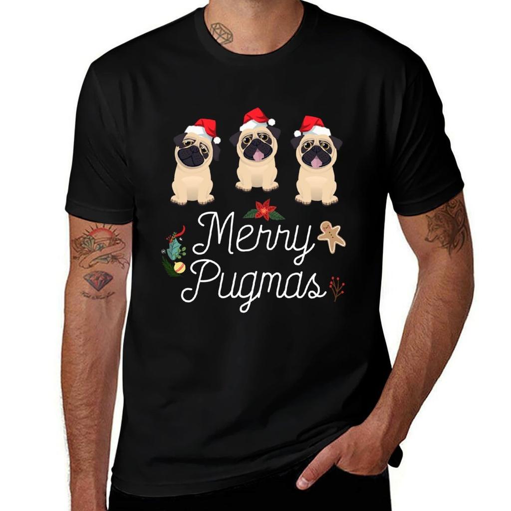Рождественский мопс Merry Pugmas Футболка аниме футболки для мужчины футболка мужская 100% хлопок бренд класса люкс Футболка