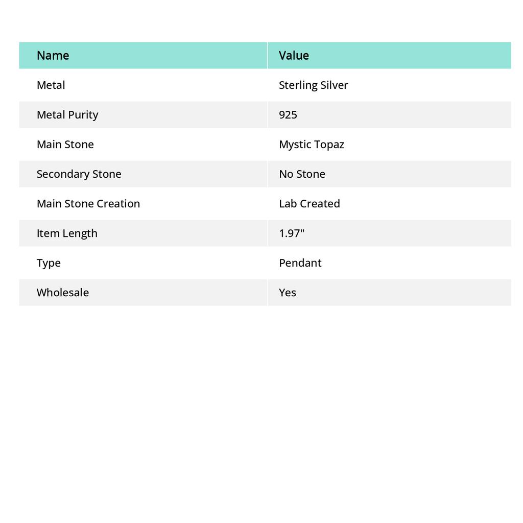 Подвеска из серебра 925 пробы с натуральным мистическим топазом 1,97 дюйма F2L36