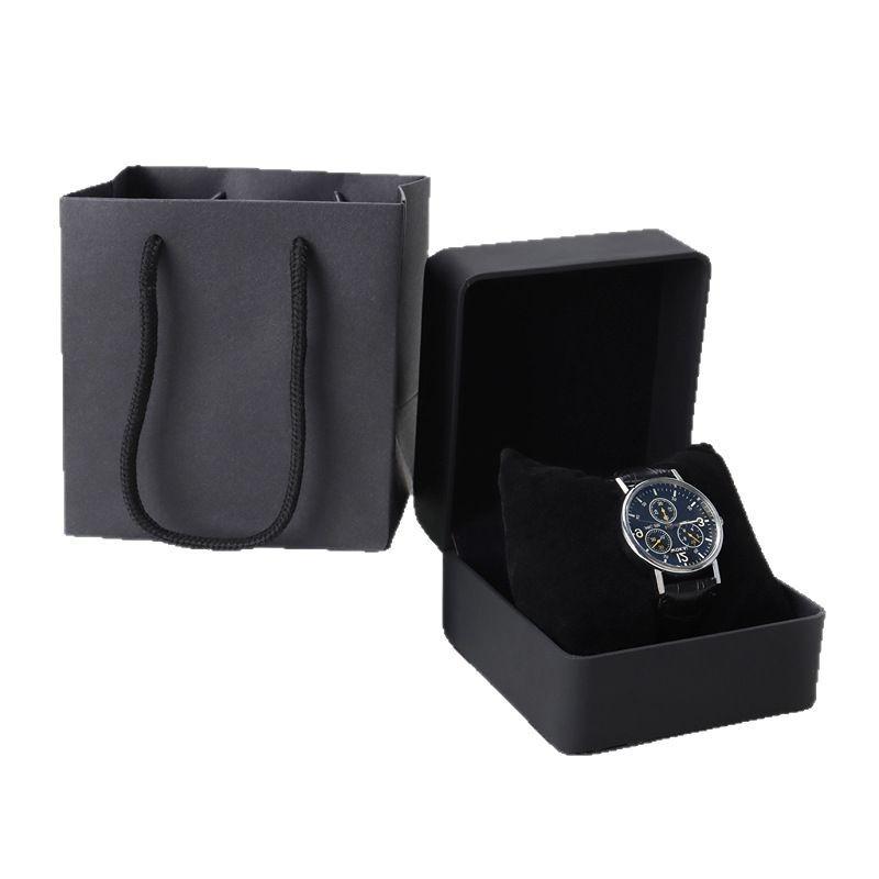 Матовая черная подарочная коробка для мужских часов из ПУ кожи – Элегантное и стильное хранение для наручных часов