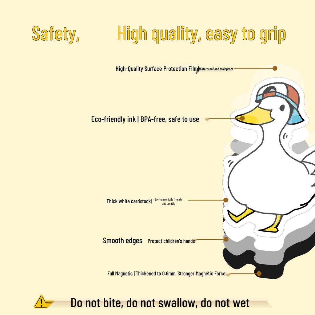 20-Pack Cartoon Duck Waterproof Soft Magnetic Refrigerator Stickers - Cute Animal Design