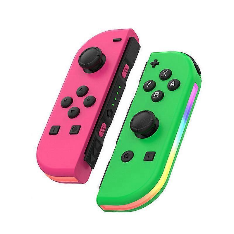 BT 5.2 RGB LED Switch L/R JoyCon Gamepad for Nintendo Switch/Lite/Oled JoyCon Gamepads Joystick with Dual Vibration(Pink Green)