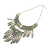 [N7307] - Antiqued Silver Turquoise 'Navajos' Designer Necklace